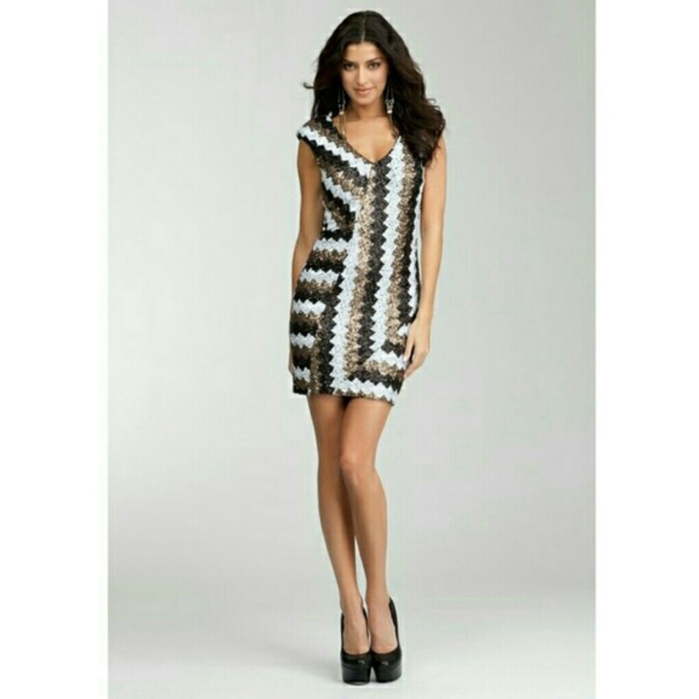 bebe Striped Sequin Dress